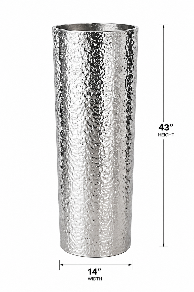 Mirror Silver Stainless Steel Flower Pot  Large Modern Floor Planter   reddiamondfurniture