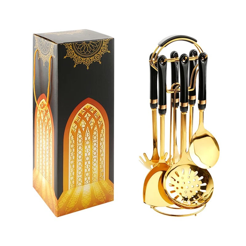 Gold and black Plated Cookware 6pc set reddiamondfurniture