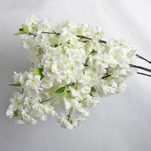 Cherry Blossom Artificial White Flowers Stems 3pc