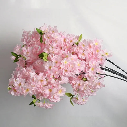 Cherry Blossom Artificial Pink Flowers Stems 3pc