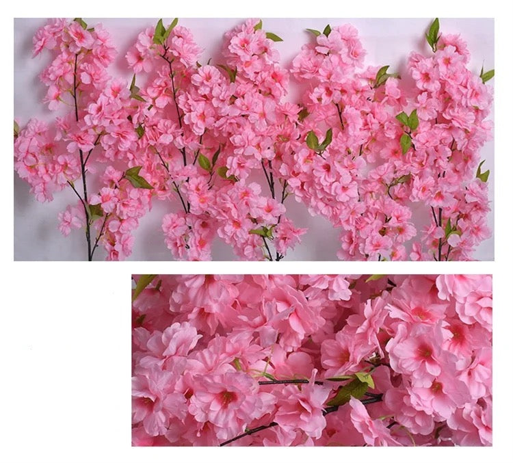 Cherry Blossom Artificial Rose Flowers Stems 3pc