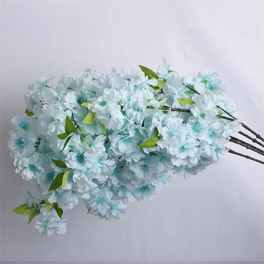 Cherry Blossom Artificial Blue Flowers Stems 3pc