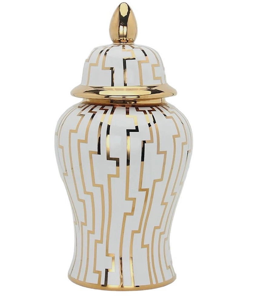 Modern Ceramic Gold And White Vase j163g-l