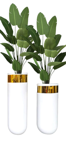 Modern White And Gold Vase-LARGE