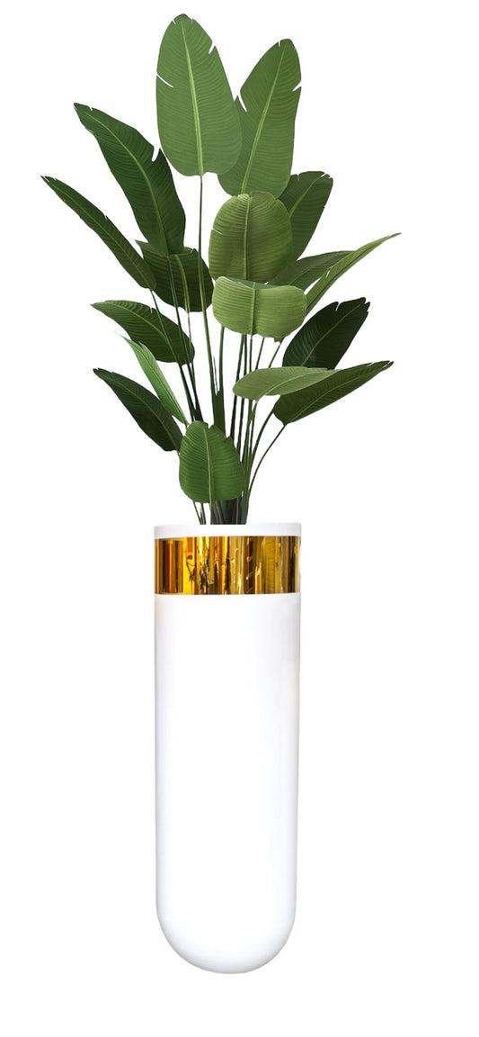 Modern White And Gold Vase-LARGE