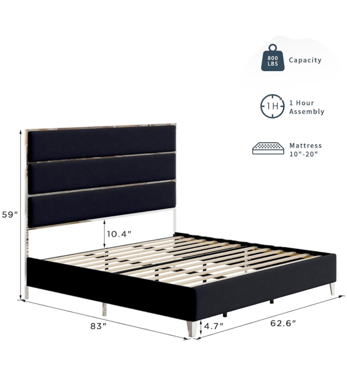 CHLOE BLACK QUEEN BED