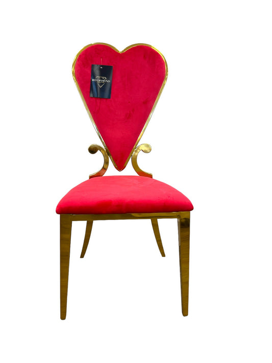 Luxury Modern Velvet Poker Symbol Heart Dining Chair