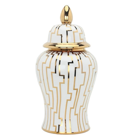 Modern Ceramic Gold And White Vase j163g-l