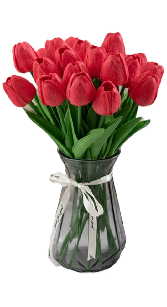 Tulip Artificial Flower Red- pack of 5 stems