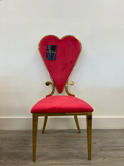 Luxury Modern Velvet Poker Symbol Heart Dining Chair