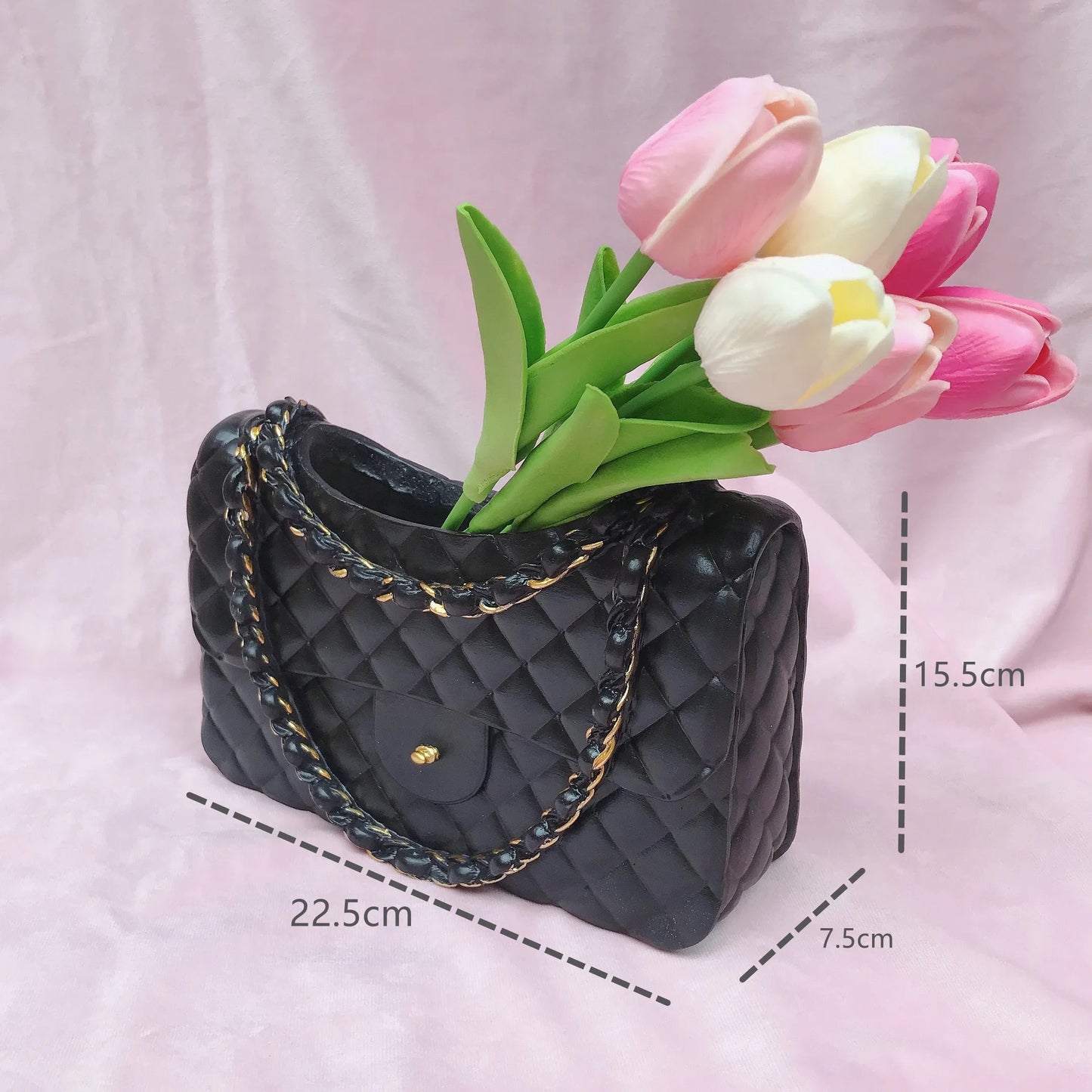 LUX BLACK HANDBAG FLOWER VASE