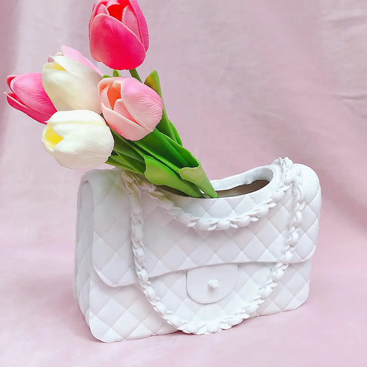 LUX WHITE HANDBAG FLOWER VASE