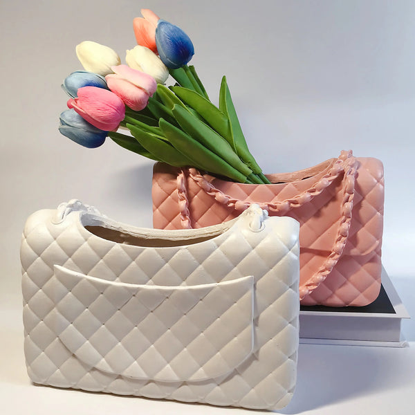 LUX PINK HANDBAG FLOWER VASE