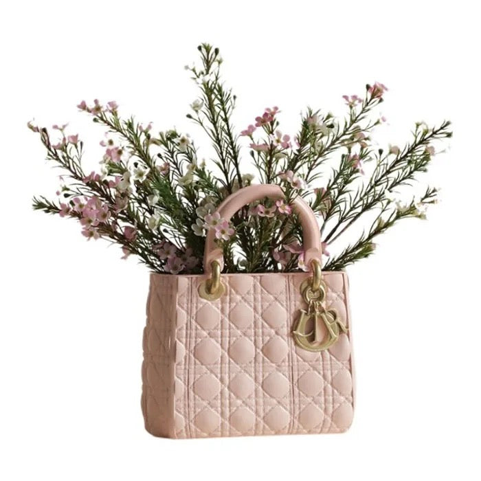 LUXURY PINK HANDBAG FLOWER VASE