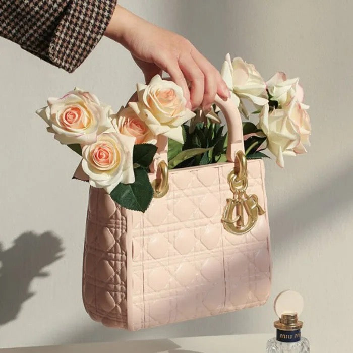 LUXURY PINK HANDBAG FLOWER VASE