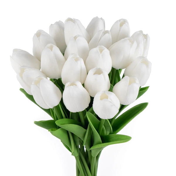 Tulip Artificial Flower White  - pack of 5 stems