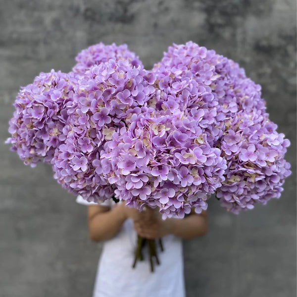 5 Heads Artificial Hydrangea Purple