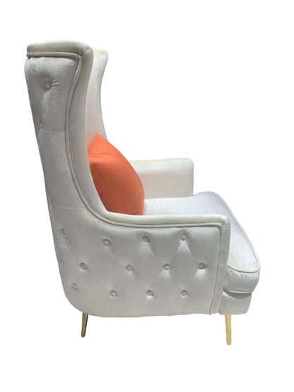 Gold Cream Velvet Stainless Steel Accent Chair