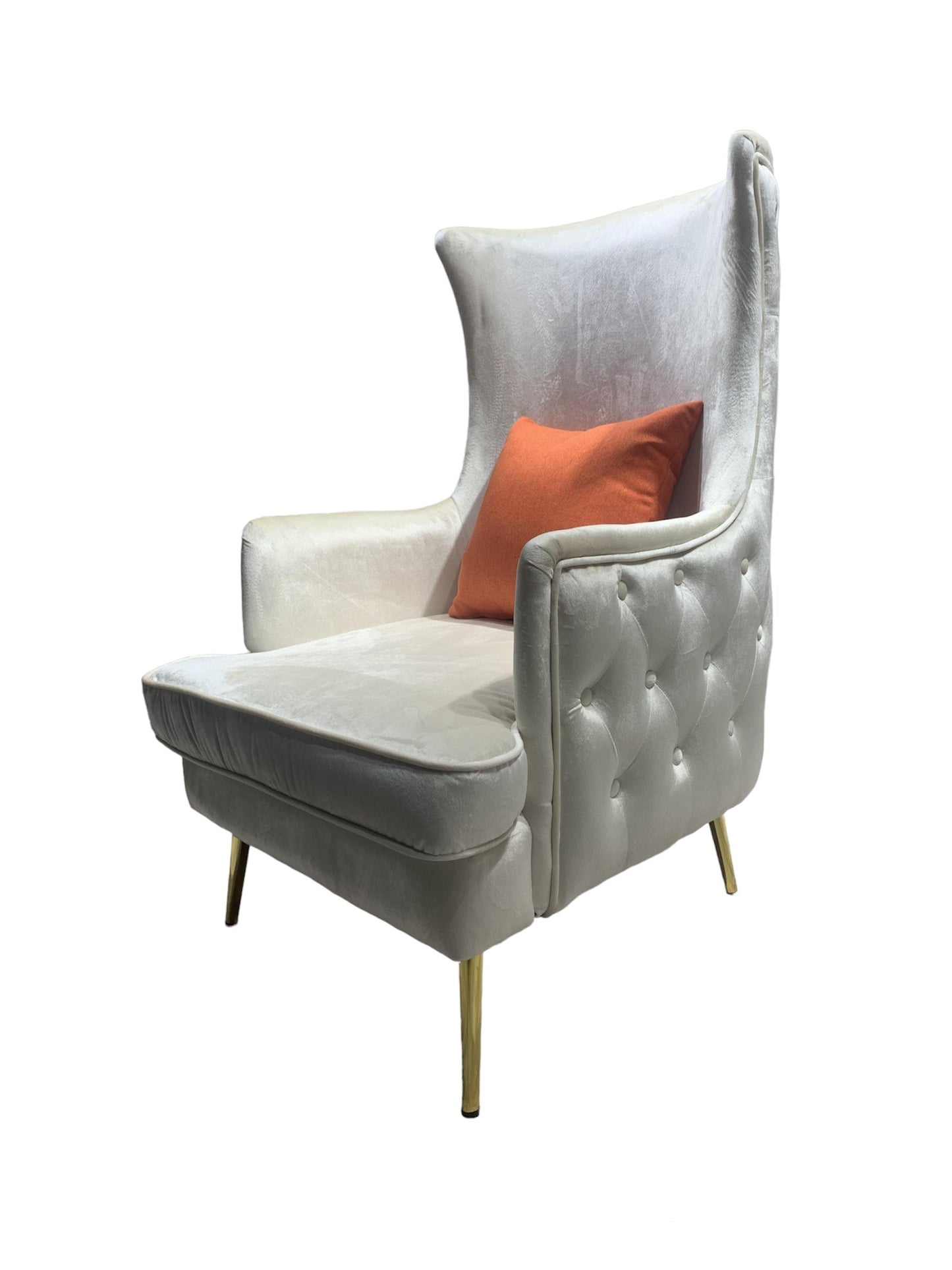 Gold Cream Velvet Stainless Steel Accent Chair