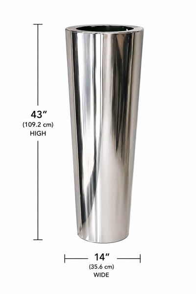 Luxury Silver Large Flower Vase – Modern Tall Metal Planter | Red Diamond Furniture Store