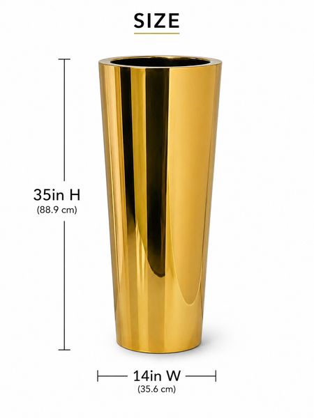 Gold Modern Flower Vase Medium – Decorative Tall Planter | Red Diamond Furniture