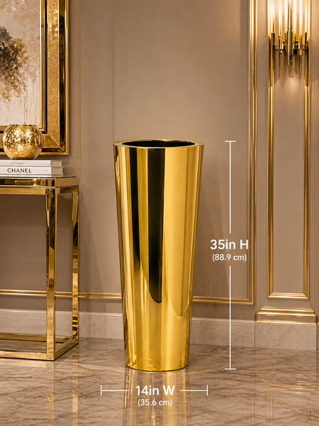 Gold Modern Flower Vase Medium – Decorative Tall Planter | Red Diamond Furniture