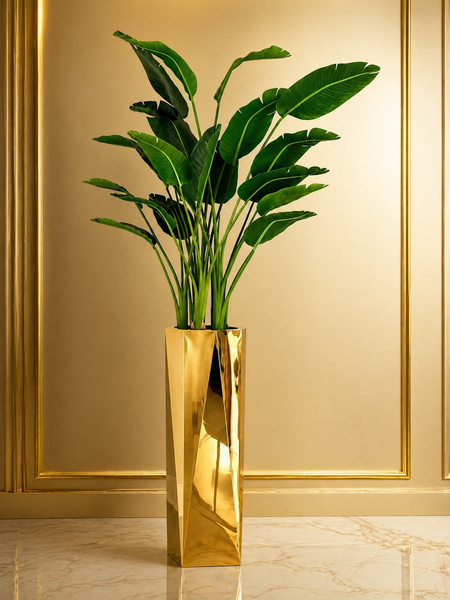 Modern Gold Stainless Steel Floor Vase – Medium Luxury Decorative Vase | Red Diamond Furniture
