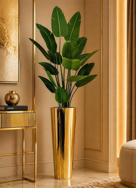 Gold Modern Flower Vase Medium – Decorative Tall Planter | Red Diamond Furniture