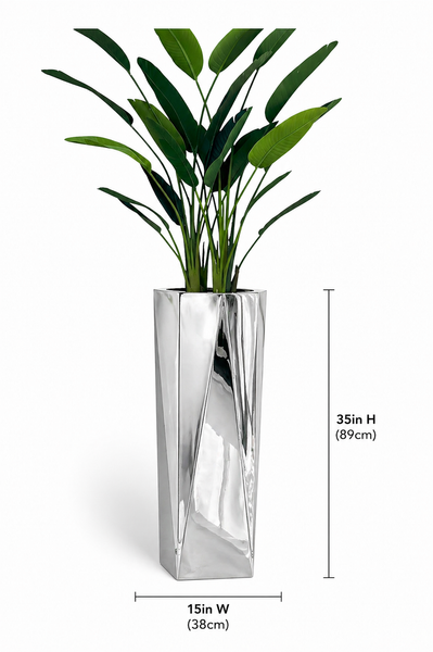 Modern Silver Stainless Steel Vase – Medium Decorative Floor Vase | Red Diamond Furniture