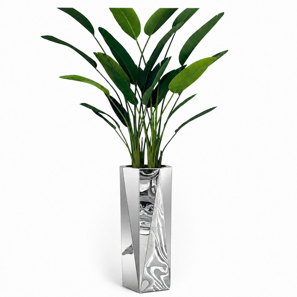 Modern Silver Stainless Steel Vase – Large Decorative Floor Vase | Red Diamond Furniture
