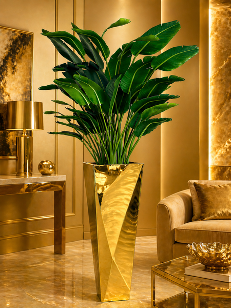 Modern Gold Stainless Steel Vase Large – Luxury Tall Floor Decor | Red Diamond Furniture