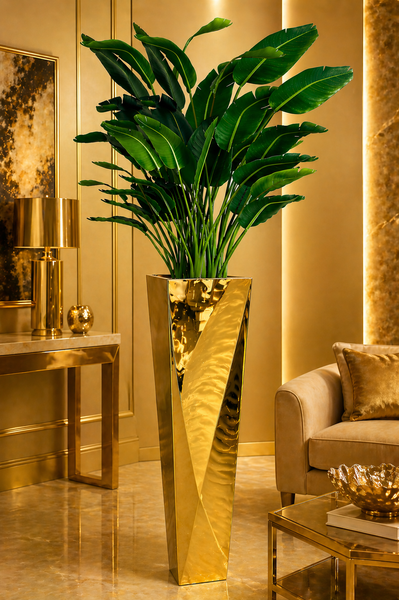 Modern Gold Stainless Steel Vase Large – Luxury Tall Floor Decor | Red Diamond Furniture