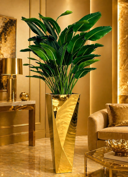 Modern Gold Stainless Steel Vase Large – Luxury Tall Floor Decor | Red Diamond Furniture