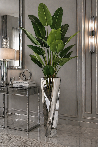 Modern Twist Silver Stainless Steel Vase-XLARGE