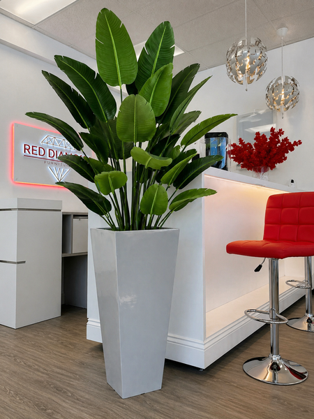 Fiberglass Square Vase – Modern Large Planter & Floor Decor | Red Diamond
