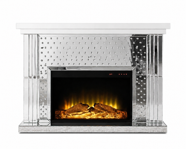 Luxury Electric LED Mirror Fireplace | Modern Crystal Fireplace Console – Red Diamond Furniture