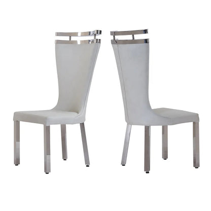 Sara white leather dining chair