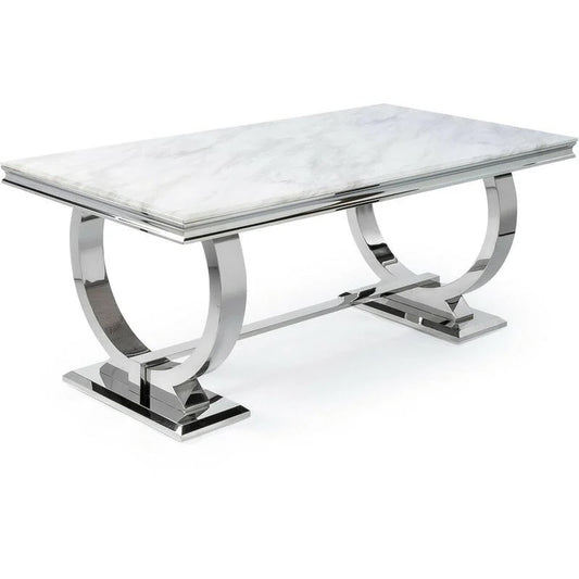 Luxury Silver Marble Top Dining Table Medium