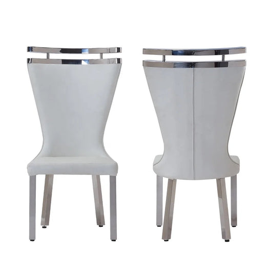 Sara white leather dining chair