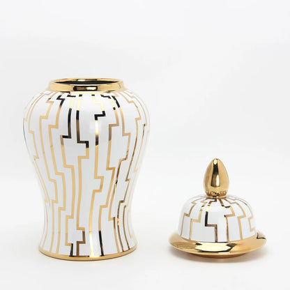 Modern Ceramic Gold And White Vase j163g-l