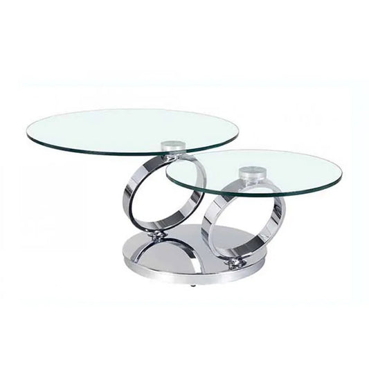 Modern round swivel glass coffee table