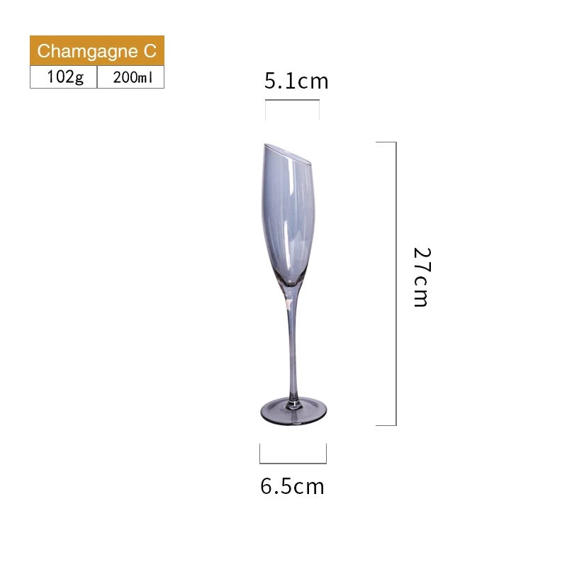 Slanted top wine and champagne glass