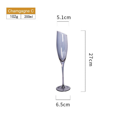 Slanted top wine and champagne glass