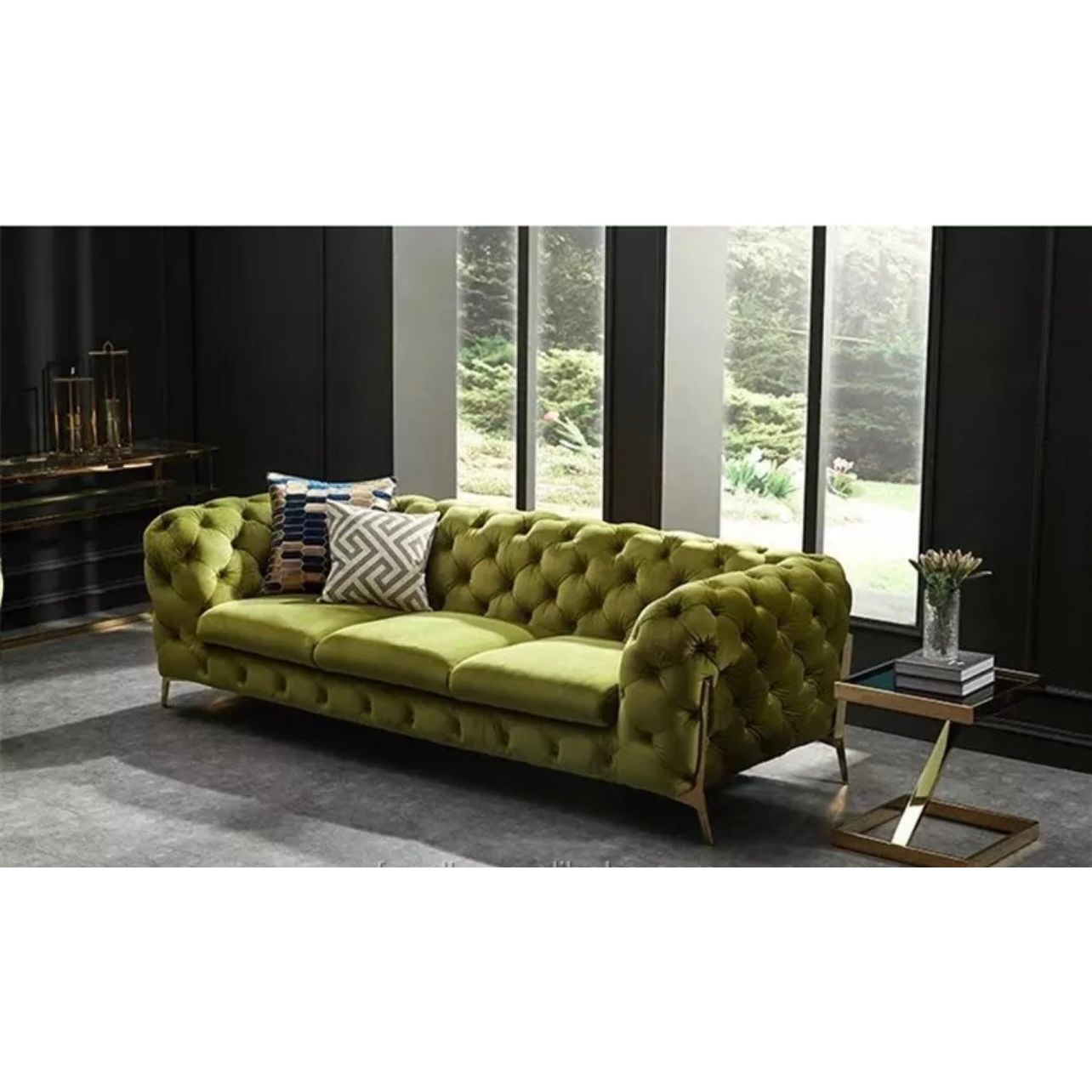 Mandy Diamond Cut Velvet Sofa three seater