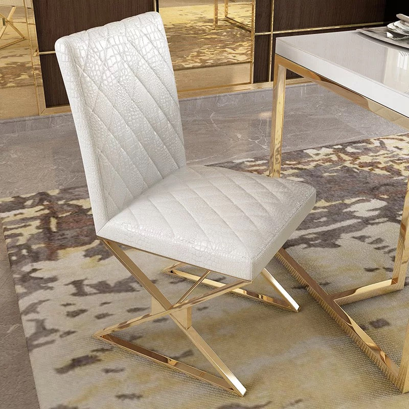 Gold metal frame leather Chair