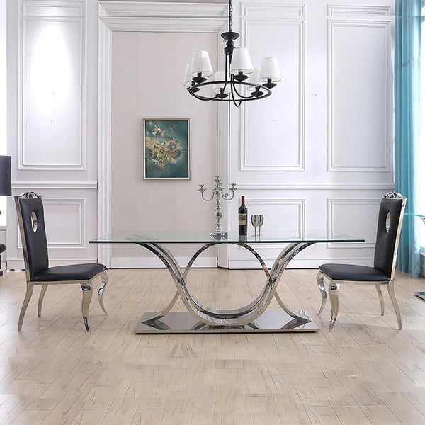 Modern Glass Top Dining Table