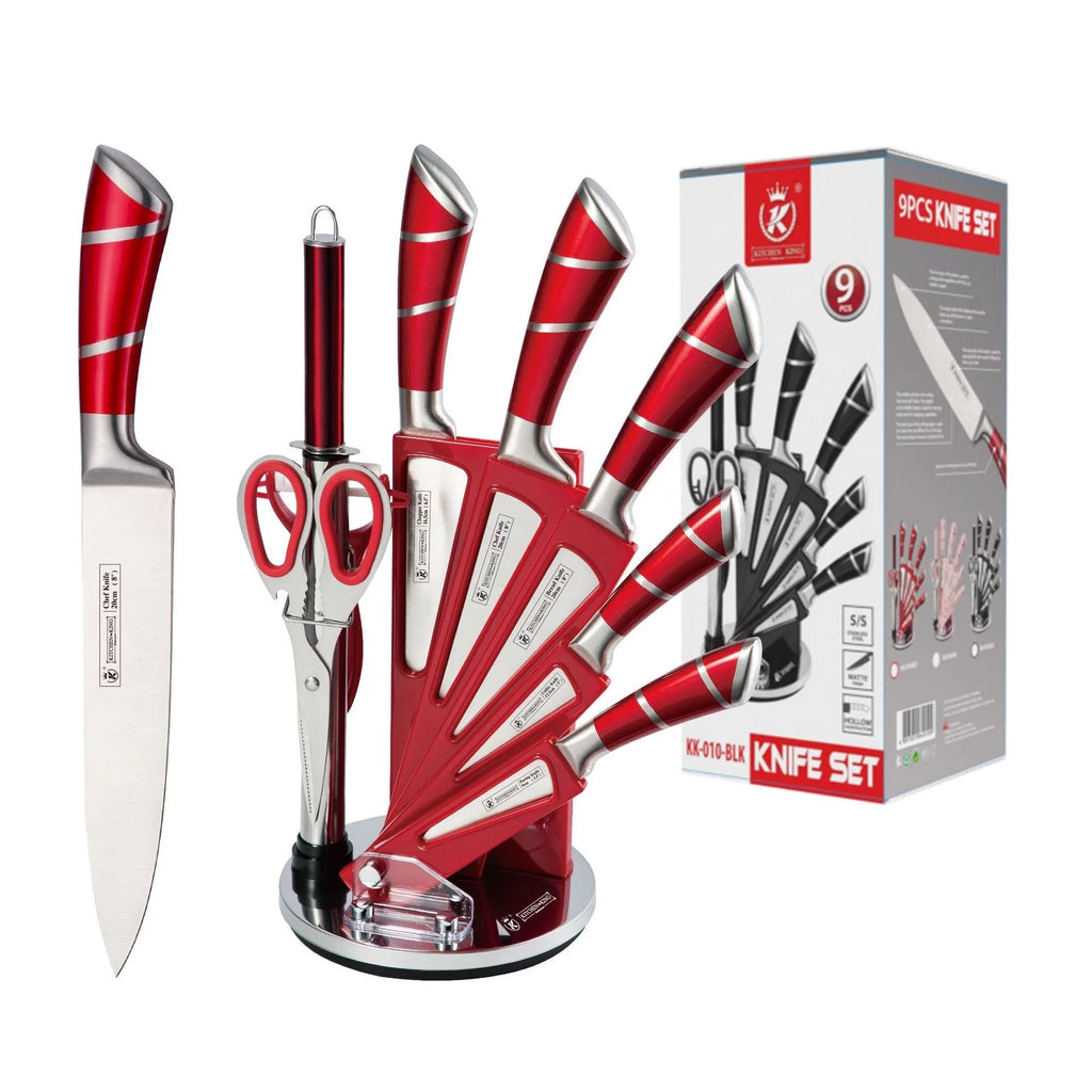 9 Piece Red Knives Set – reddiamondfurniture