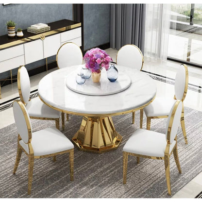 Leather Gold Metal egg shell dining chairs