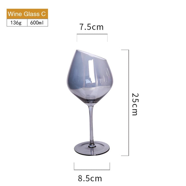 Slanted top wine and champagne glass
