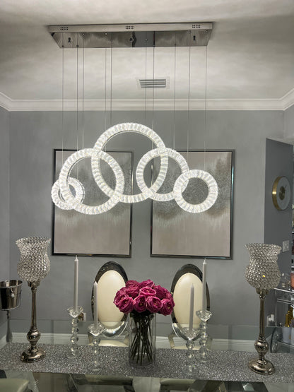 5 Hoop Crystal Progression Chandelier // Chrome